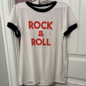 LuLaRoe Rock & Roll Tee - Cream with Black and Red